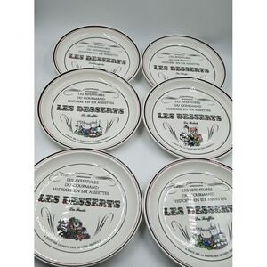 Gien France Les Desserts Plates Set of 6 Marie-Pierre Boitard French Faience